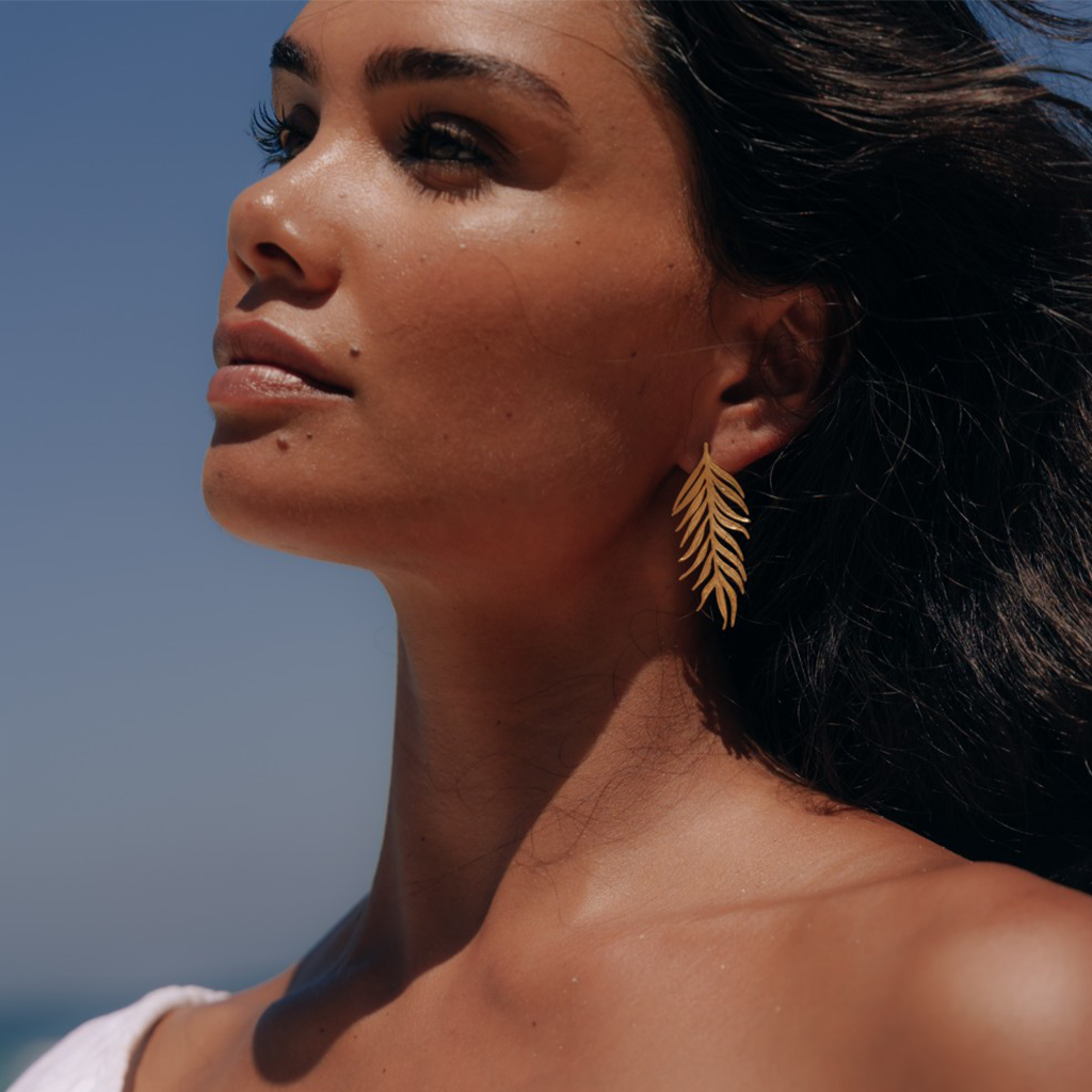 Brincos Boho Folha Comprida