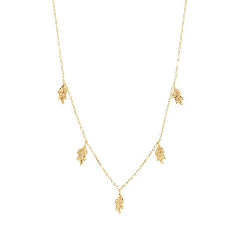 Colar Boho 5 Folhas Dourado