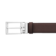 Detalhe fivela do lado castanho do Cinto Reversível Black/Brown 35mm