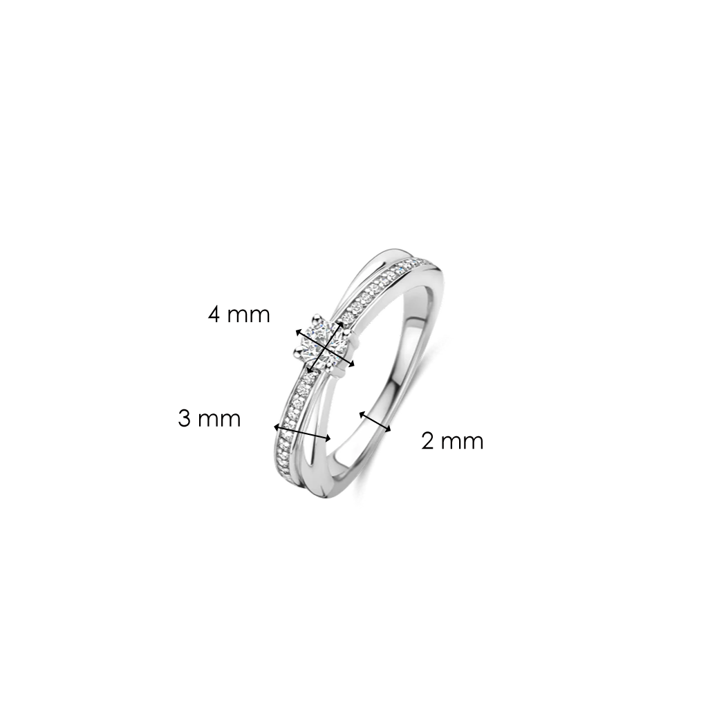 Anel Zirconia Crossover with Stone