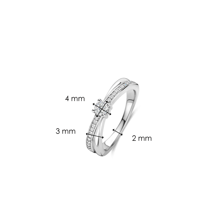 Anel Zirconia Crossover with Stone