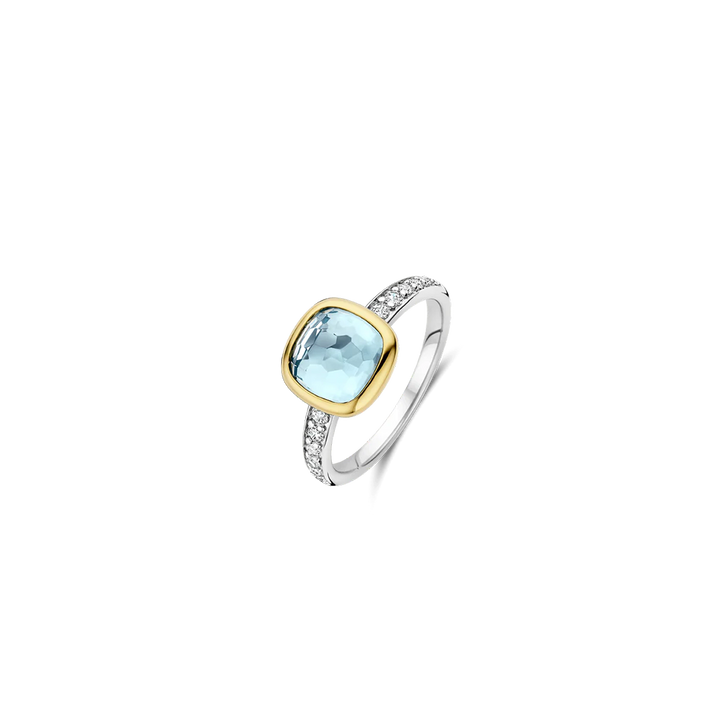 Anel Blue Zirconia Cushion