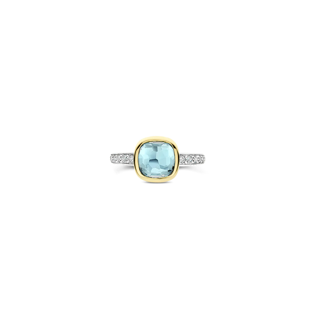 Anel Blue Zirconia Cushion