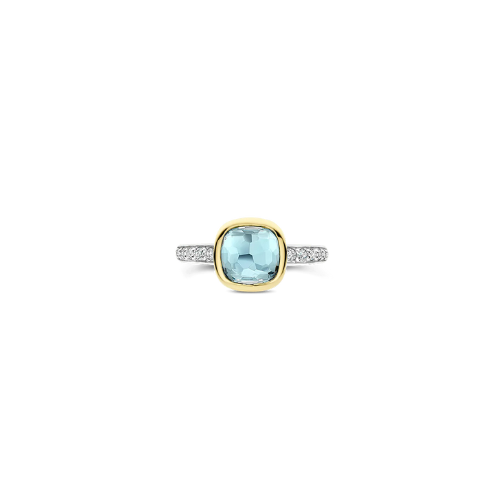 Anel Blue Zirconia Cushion