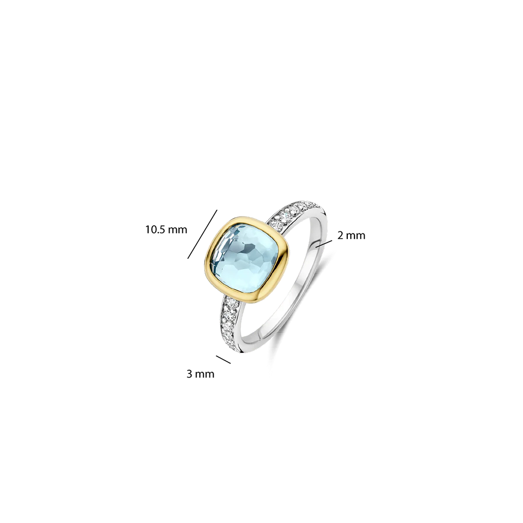 Anel Blue Zirconia Cushion