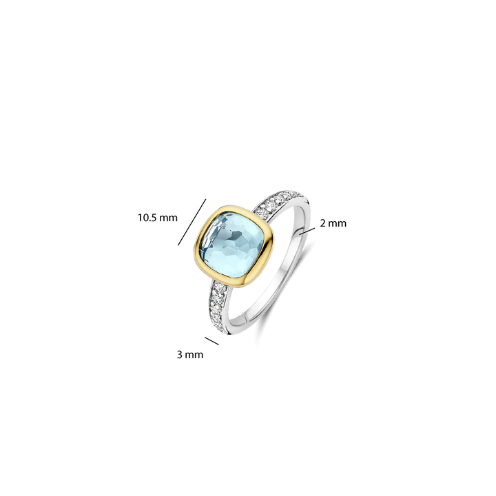 Anel Blue Zirconia Cushion