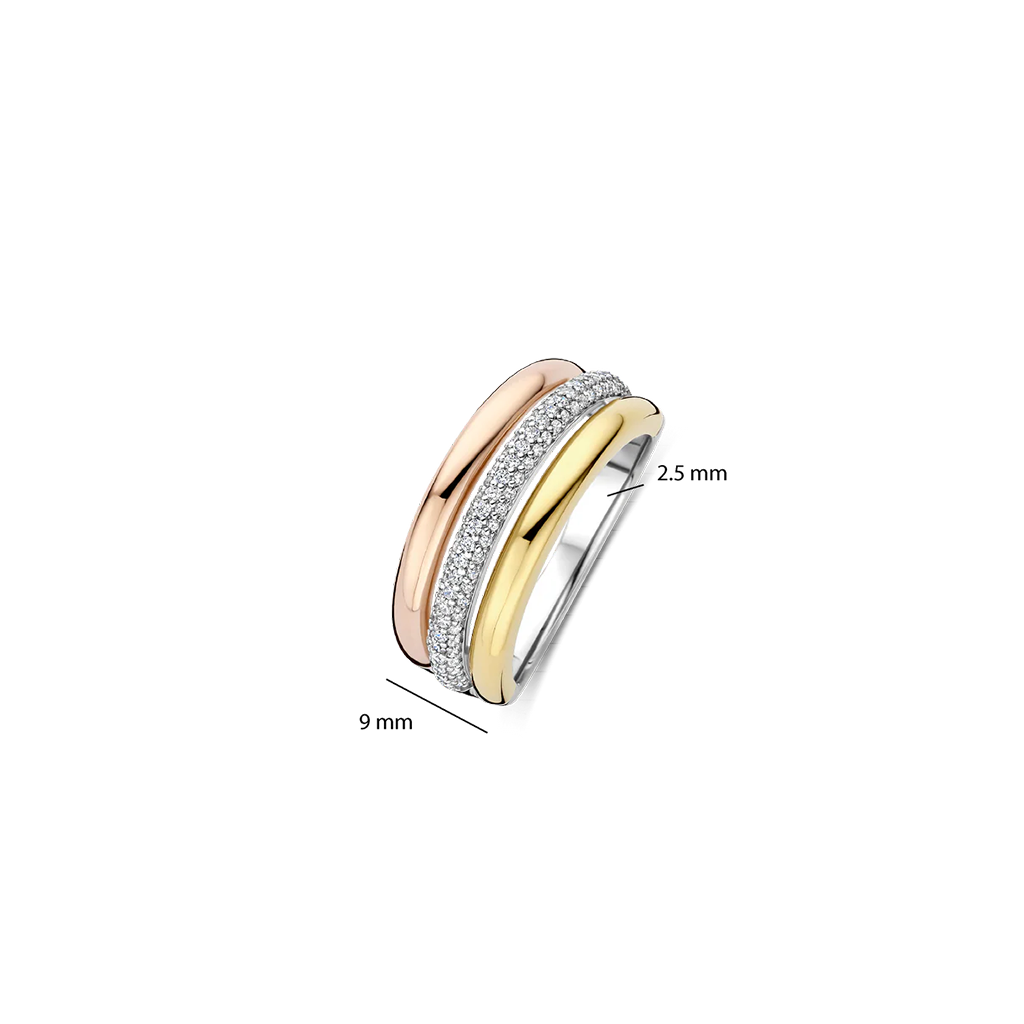Anel Tricolor Zirconia