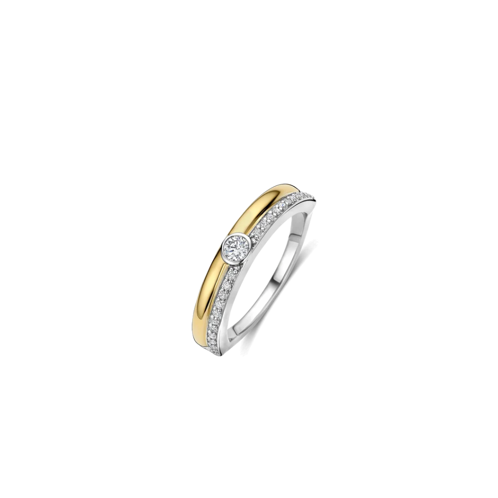Anel Classic Contrast Tennis Gold