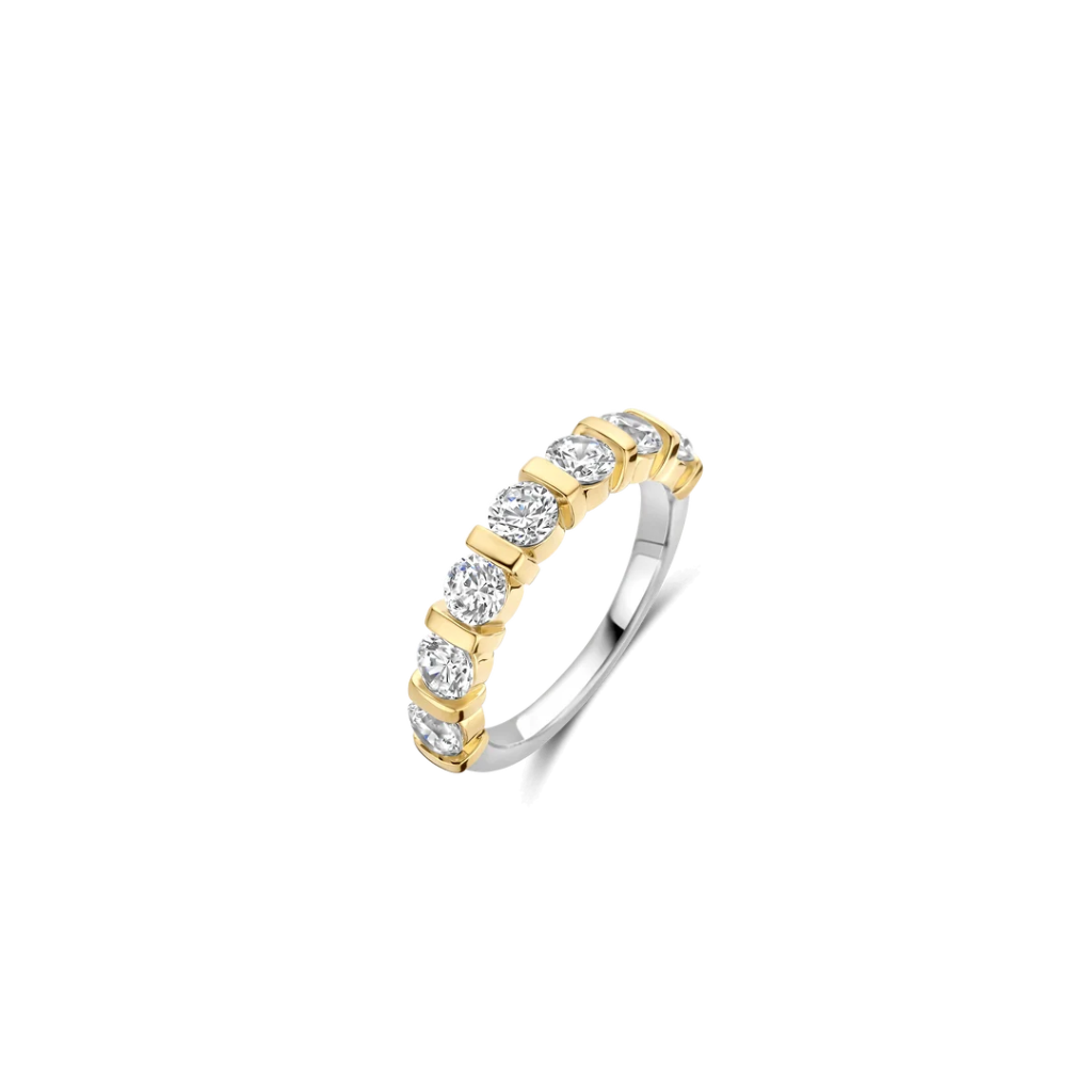Anel Contrast Tennis Gold