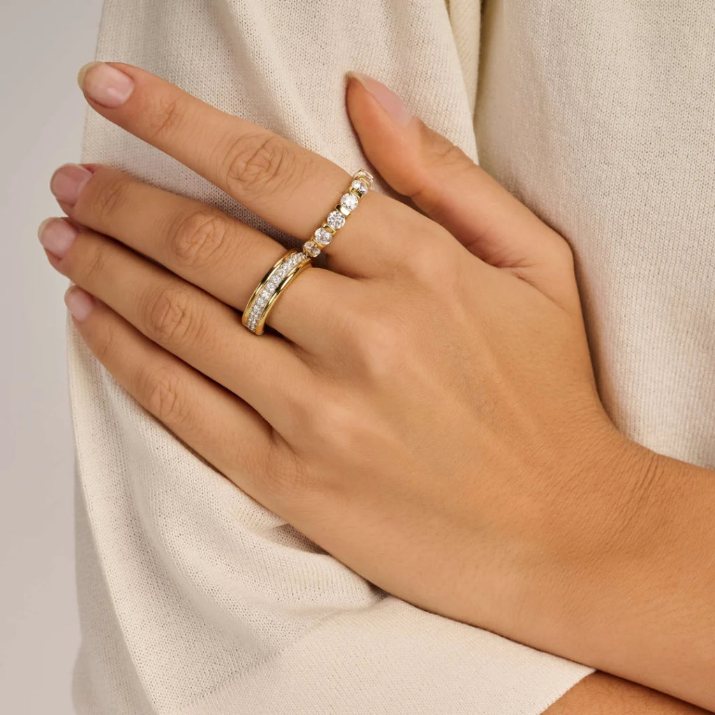 Anel Triple Zirconia Vermeil Gold