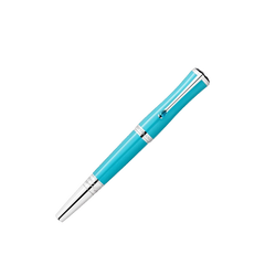 Caneta Muses Maria Callas Special Edition Rollerball turquesa e prateada com tampa fechada