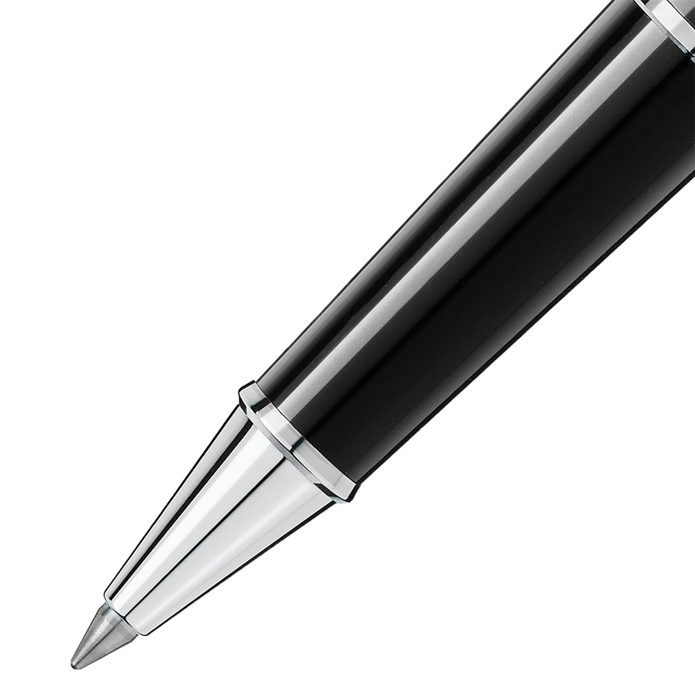 Pormenor ponta da Caneta Meisterstück Platinum-Coated Classique Rollerball preto e prateada