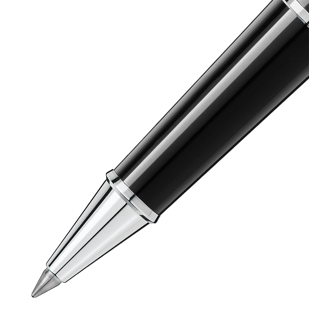 Pormenor ponta da Caneta Meisterstück Platinum-Coated Classique Rollerball preto e prateada