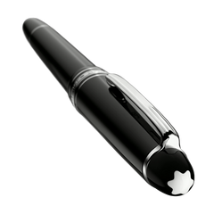 Vista de cima com logo Montblanc Caneta Meisterstück Platinum-Coated Classique Rollerball preto e prateada