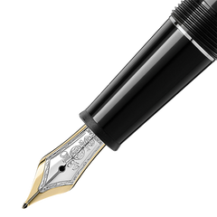 Pormenor ponta da Caneta Meisterstück Platinum-Coated Classique Fountain preta e prateada