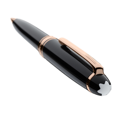 Vista de cima logo Montblanc da Caneta Meisterstück Rose Gold-Coated Ballpoint preta e dourada