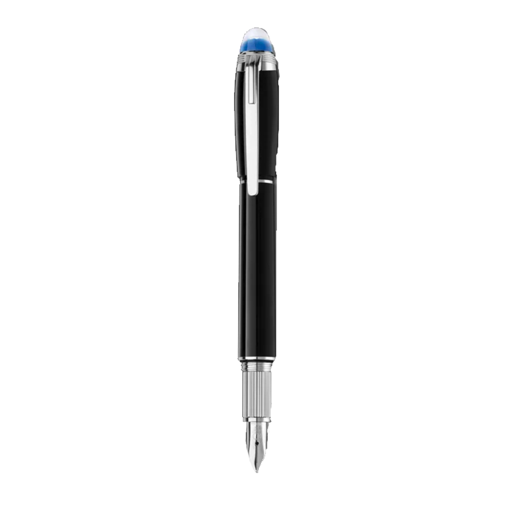Caneta StarWalker Precious Resin Fountain Piston Converter preta e prateada