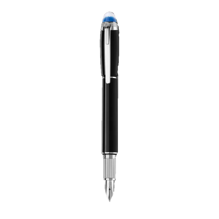 Caneta StarWalker Precious Resin Fountain Piston Converter preta e prateada