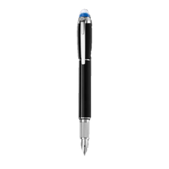 Caneta StarWalker Precious Resin Fountain Piston Converter preta e prateada