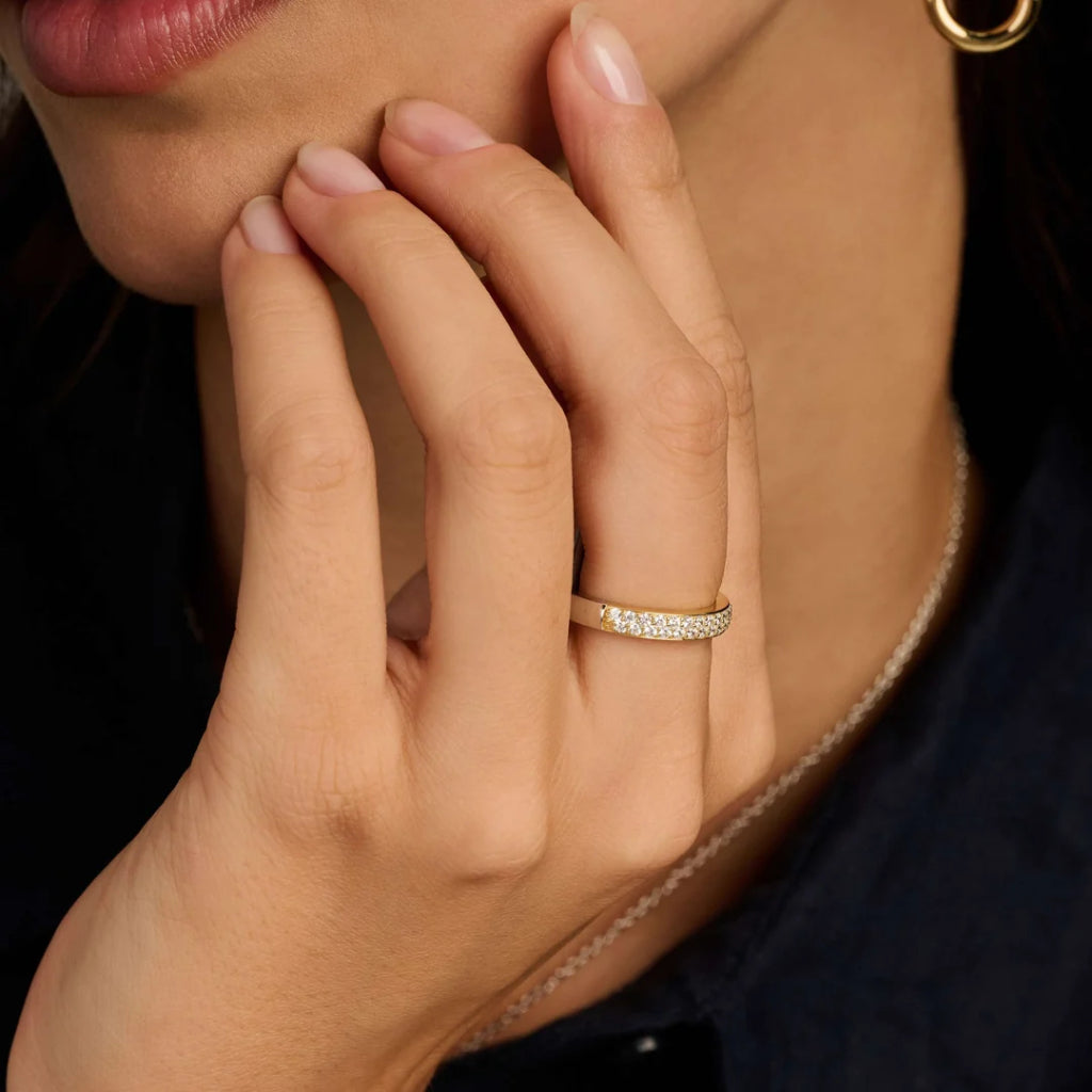 Anel Tennis Vermeil Gold 3mm