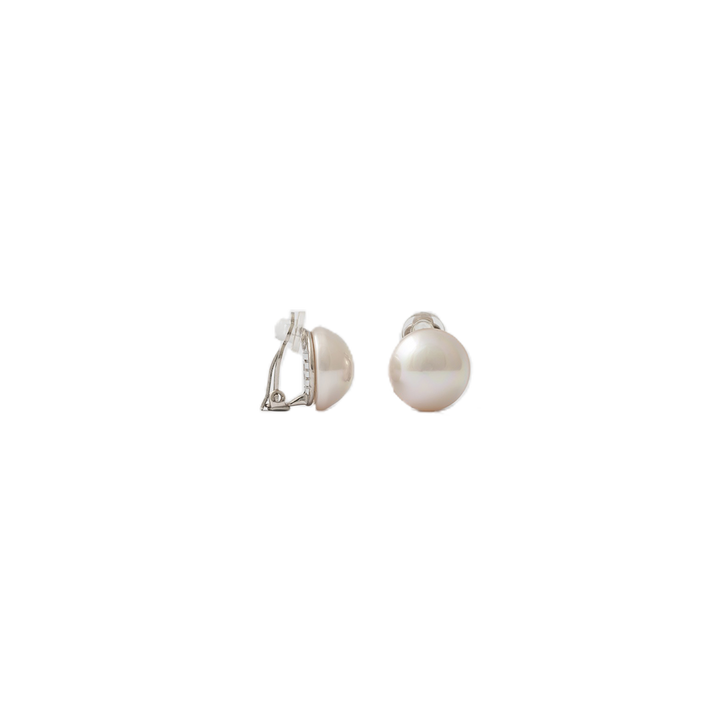 Brincos Majorica Lyra Mabé prateados com pérolas murano de 14mm