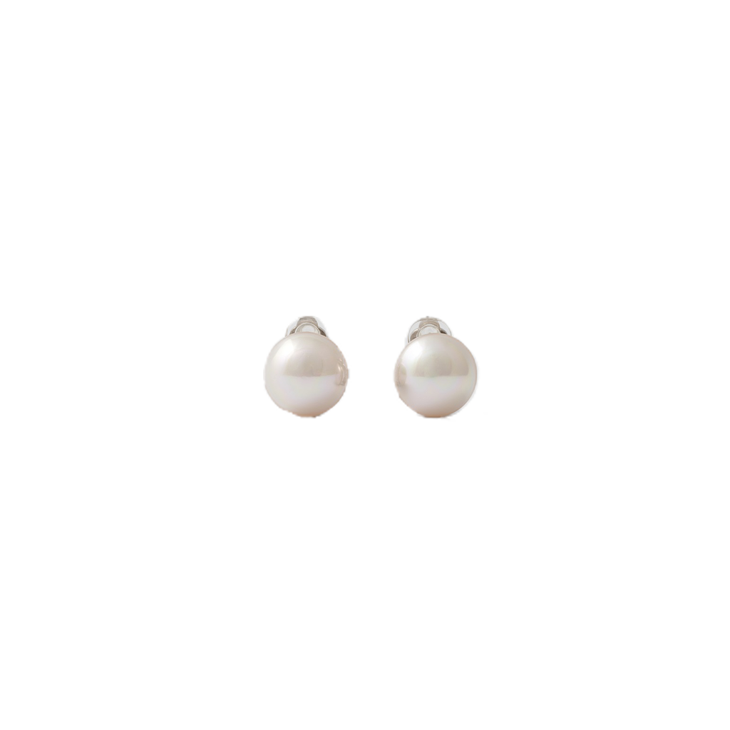 Brincos Majorica Lyra Mabé prateados com pérolas murano de 14mm vistos de frente