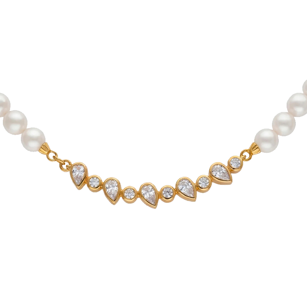Colar Choker Zirconia & Pearls Nova