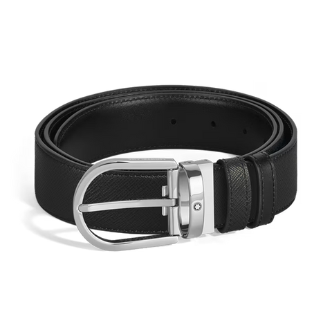 Cinto Reversível Horseshoe Black/Black 35mm