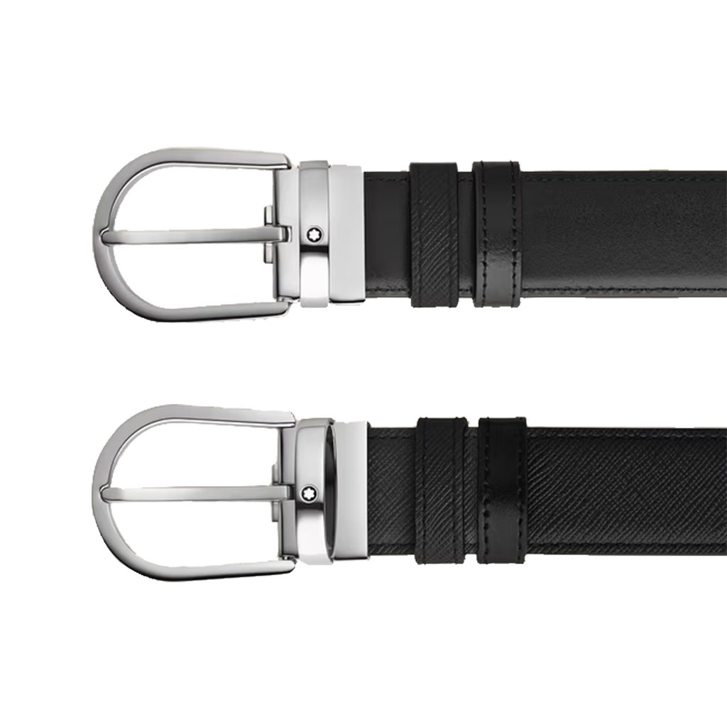 Cinto Reversível Horseshoe Black/Black 35mm