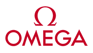 logo oficial da marca de luxo OMEGA em vermelho com o simbolo do omega por cima das letras