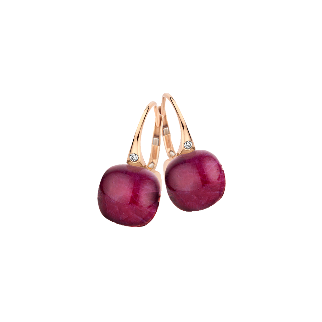 Brincos Mini Sweety RoseGold Diamond and Amethyst & Ruby