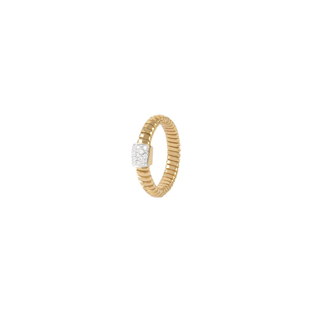 Anel K di Kuore Basic dourado com diamantes