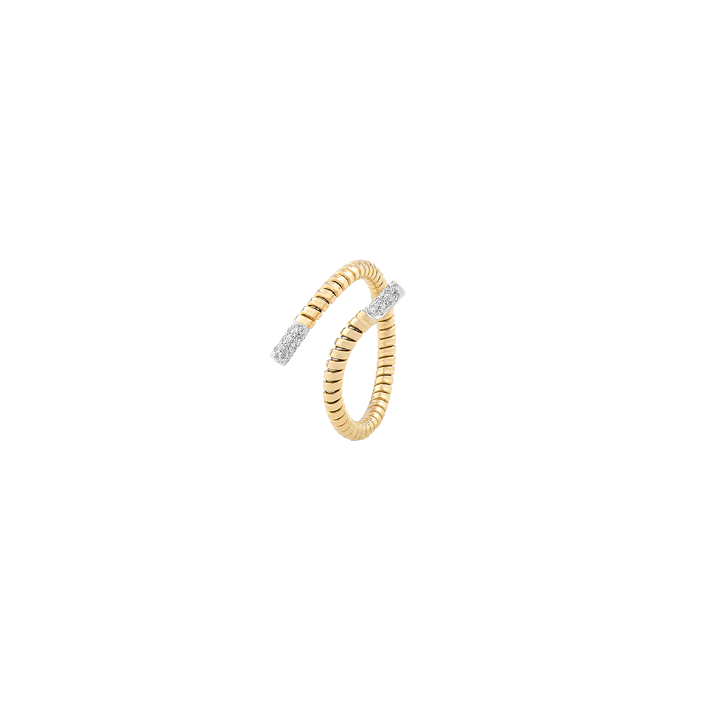 Anel K di Kuore Nodo dourado aberto com diamantes
