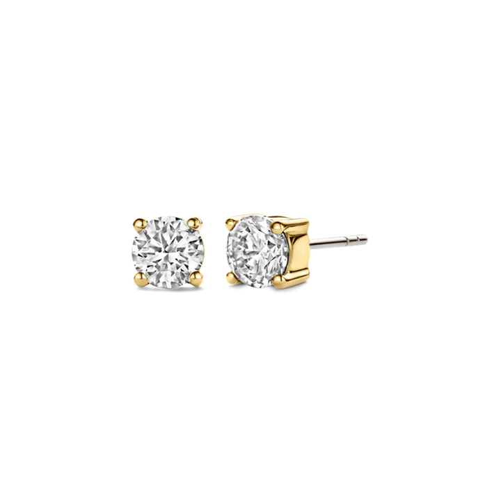 Brincos Ti Sento - Milano Prata 925 com zircónia solitária em encaixe dourado