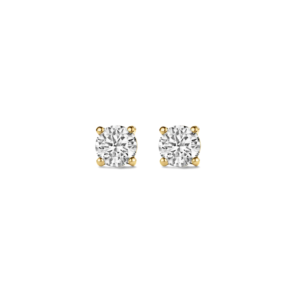 Brincos Ti Sento - Milano Prata 925 com zircónia solitária em encaixe dourado