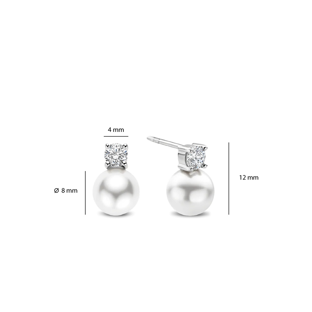 Brincos Zirconia Pearl Silver
