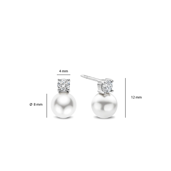 Brincos Zirconia Pearl Silver