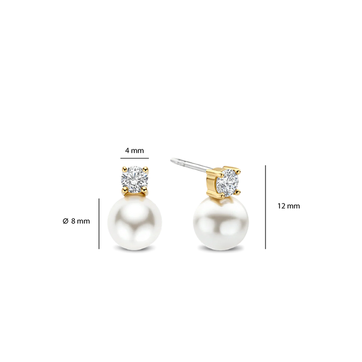 Brincos Zirconia Pearl Gold