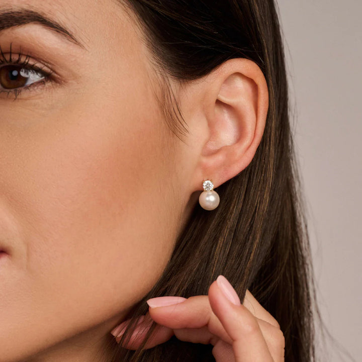 Brincos Zirconia Pearl Gold