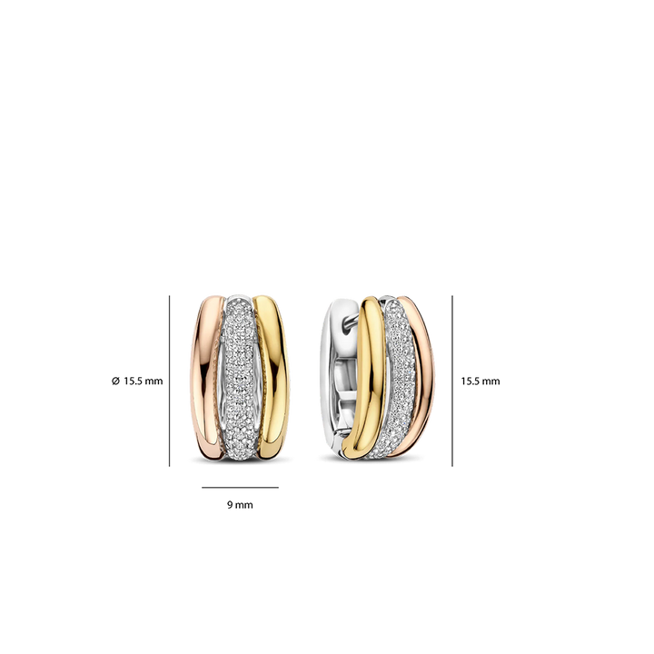 Argolas Tricolor Triple Circle Zirconia