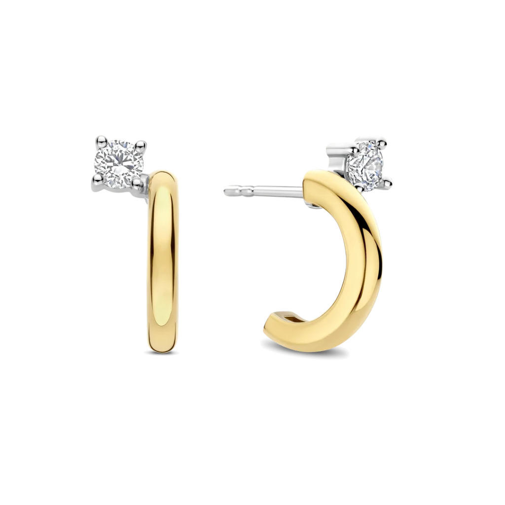 Argolas Meia-Lua Zirconia Gold