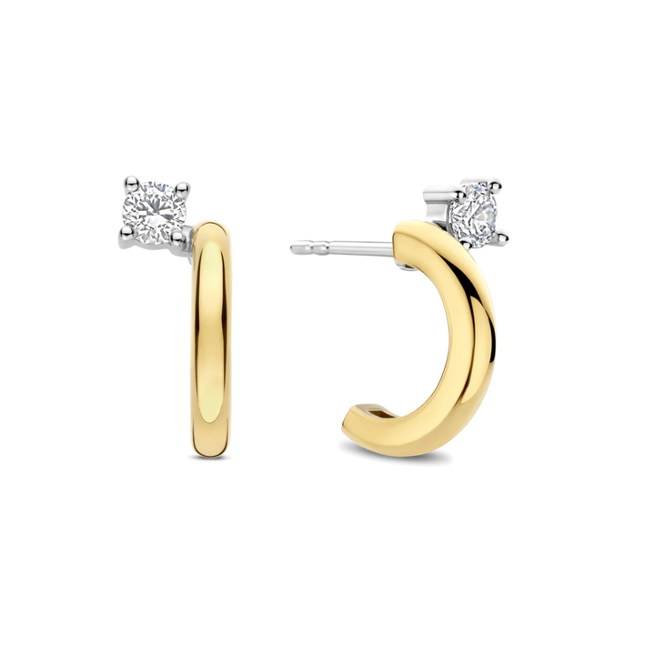 Argolas Meia-Lua Zirconia Gold