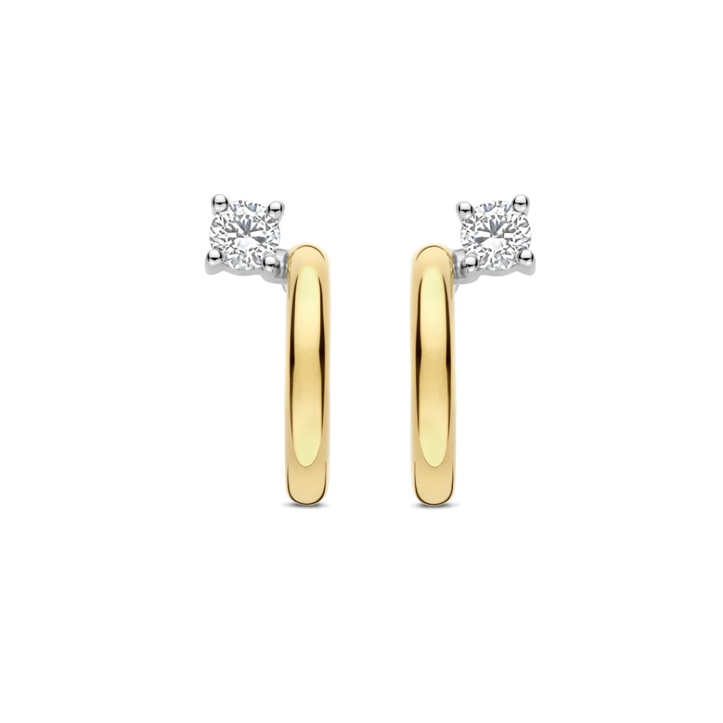 Argolas Meia-Lua Zirconia Gold