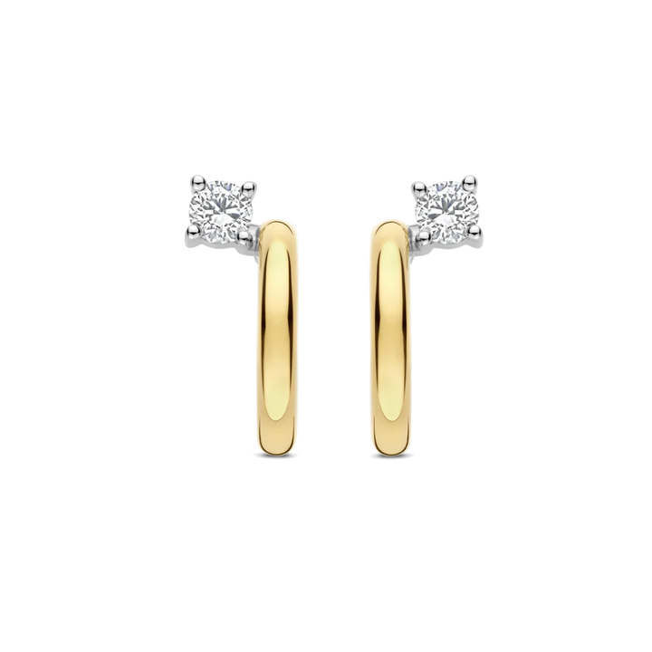 Argolas Meia-Lua Zirconia Gold