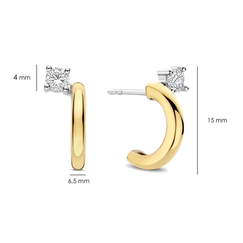 Argolas Meia-Lua Zirconia Gold
