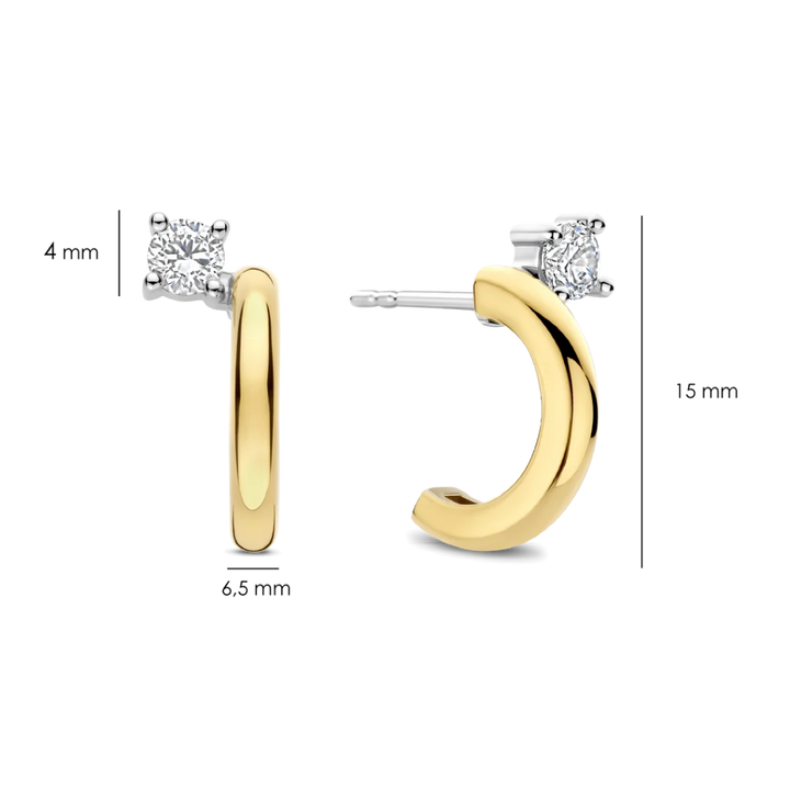 Argolas Meia-Lua Zirconia Gold