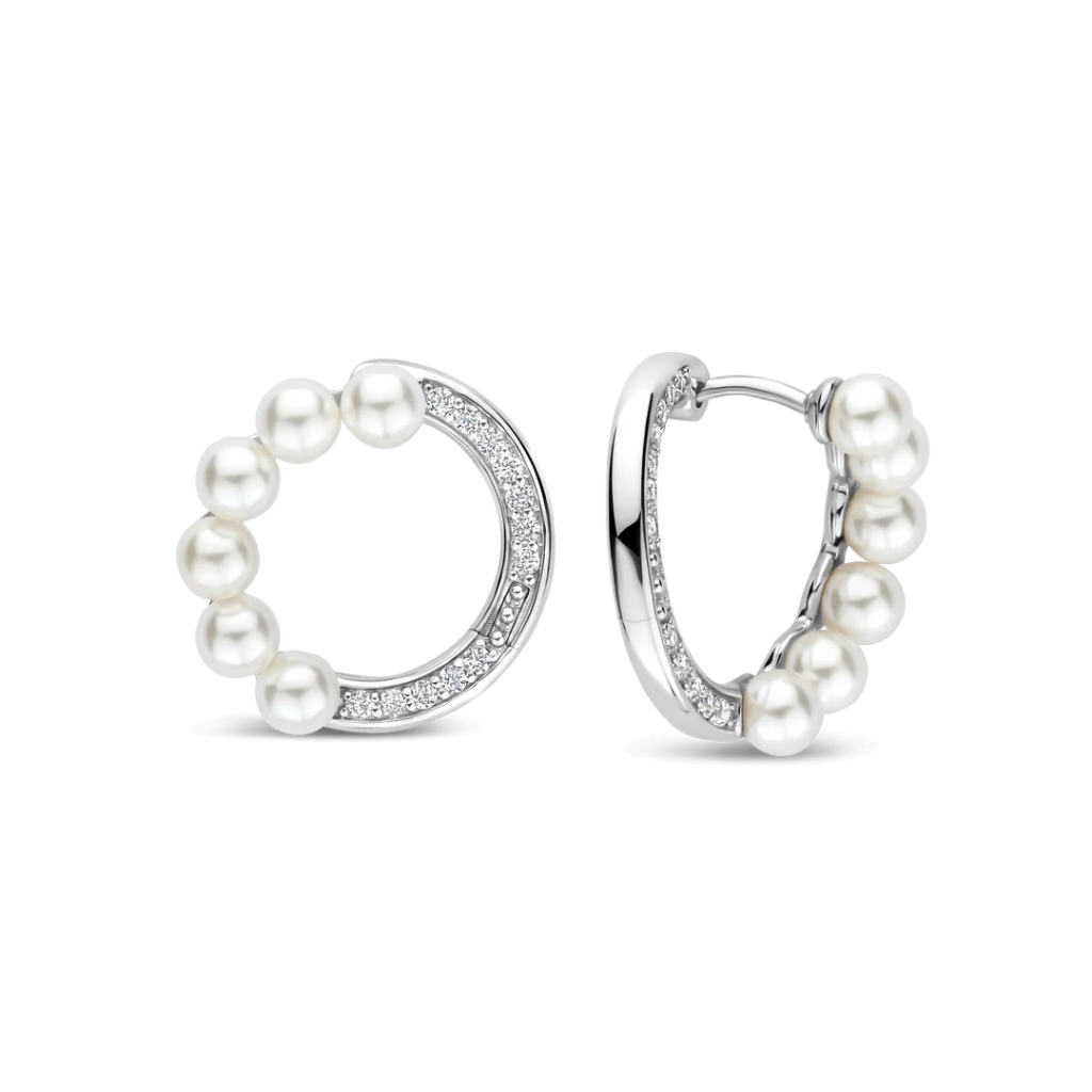 Argolas Pearl Circle Zirconia Silver