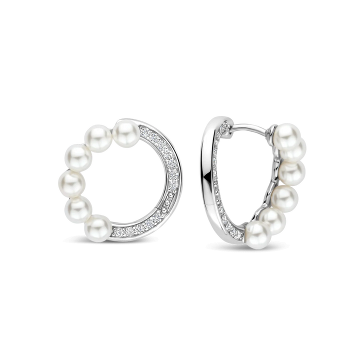 Argolas Pearl Circle Zirconia Silver