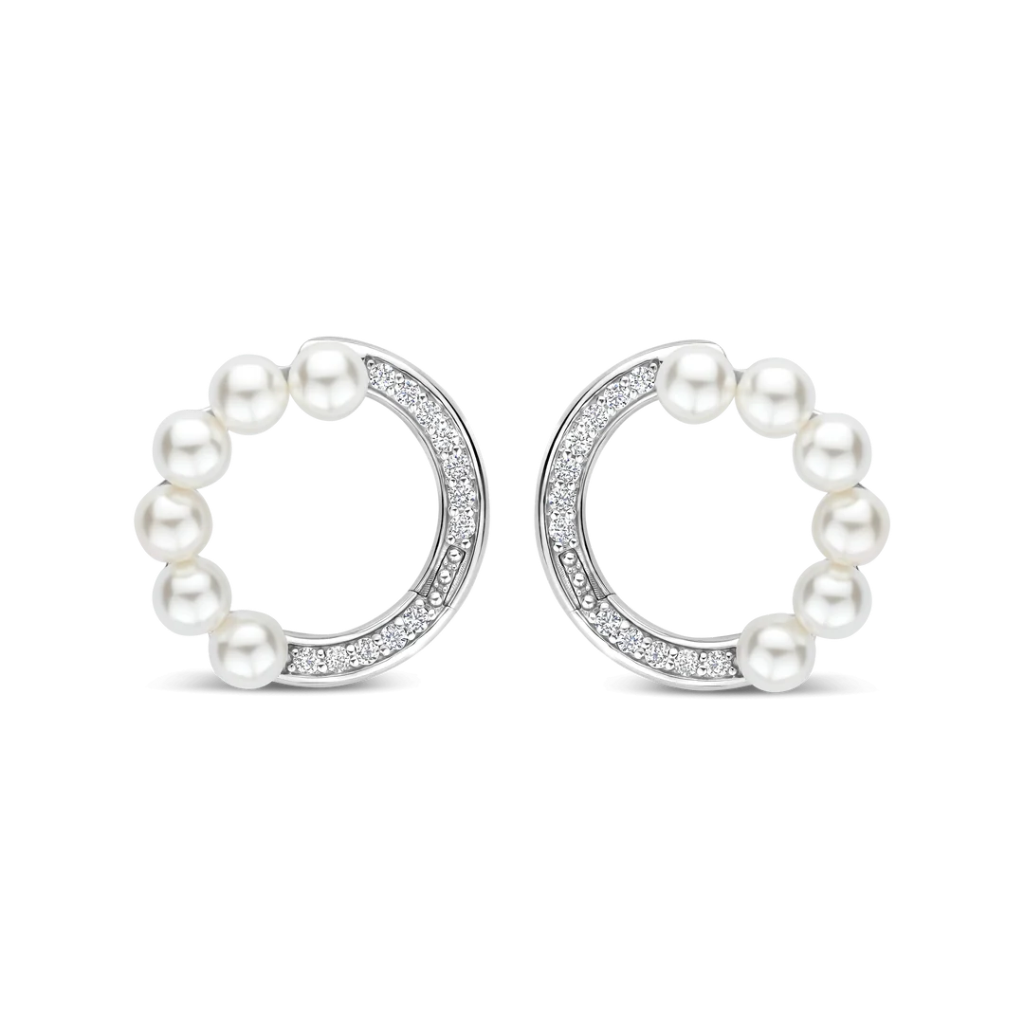 Argolas Pearl Circle Zirconia Silver