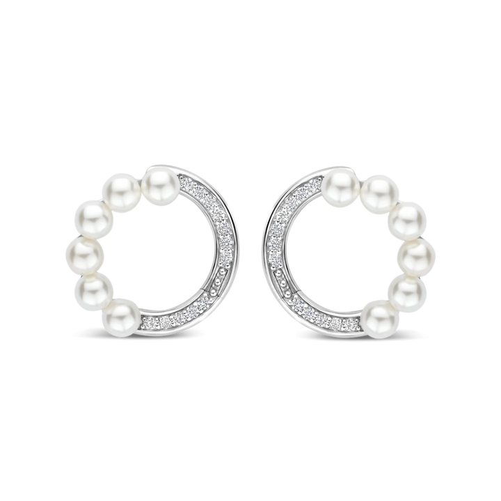 Argolas Pearl Circle Zirconia Silver